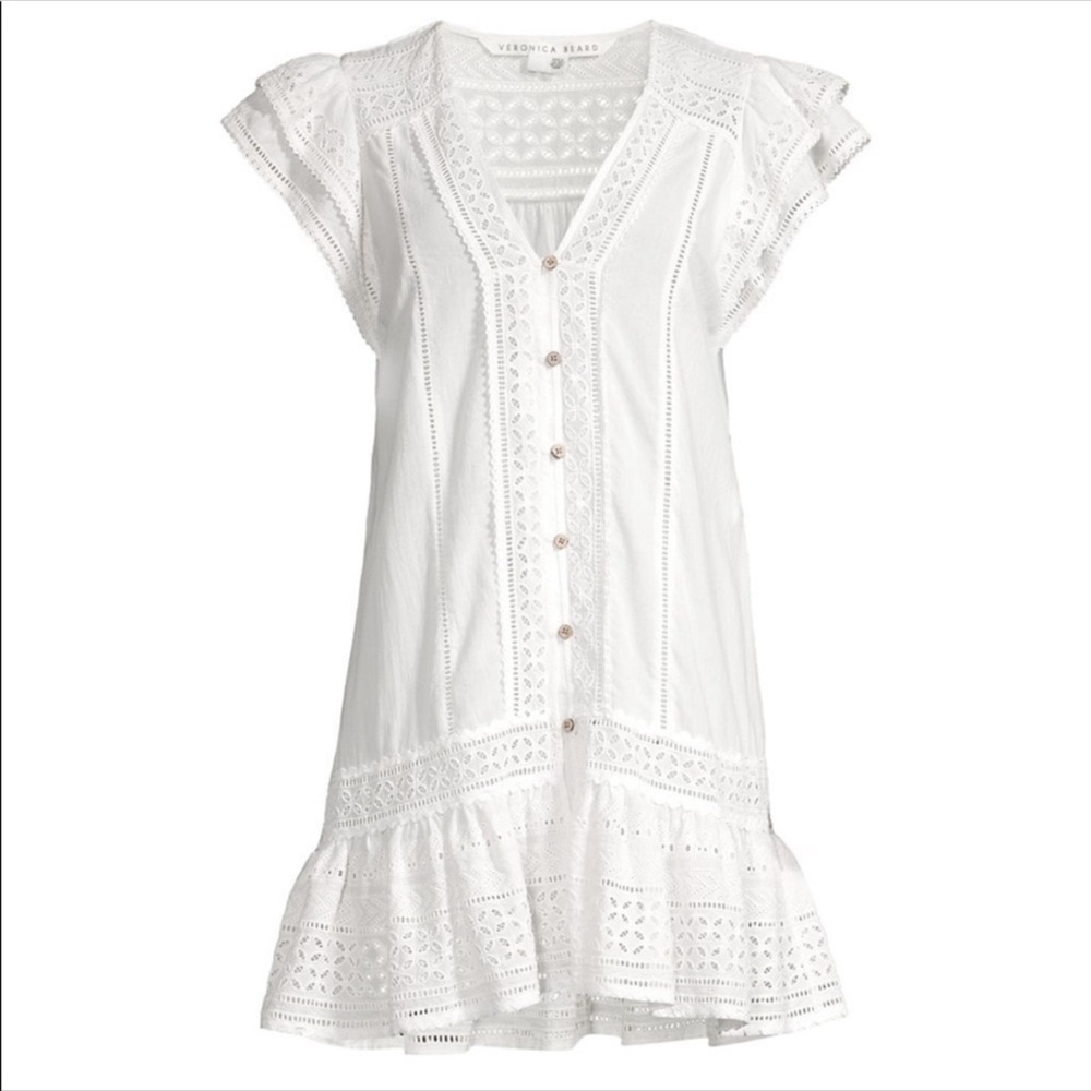 Veronica Beard Lorraine Eyelet Cotton Mini Dress XL - Picture 2 of 3